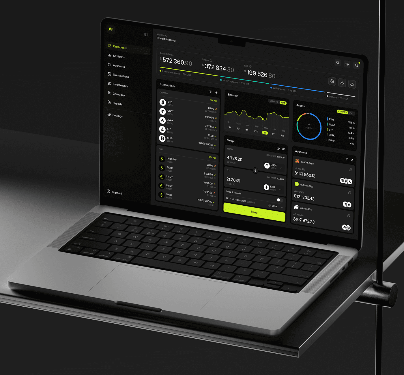 Real-time financial dashboard with live market data, portfolio performance, and risk analytics
