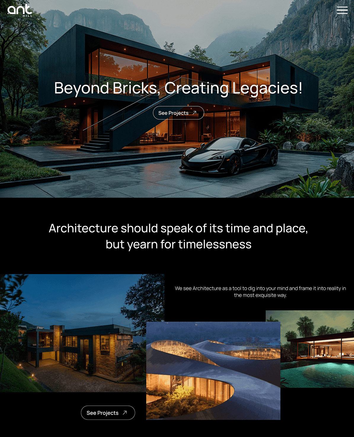 Property listing page with high-resolution gallery, virtual tour, floor plan, neighborhood data, and contact form