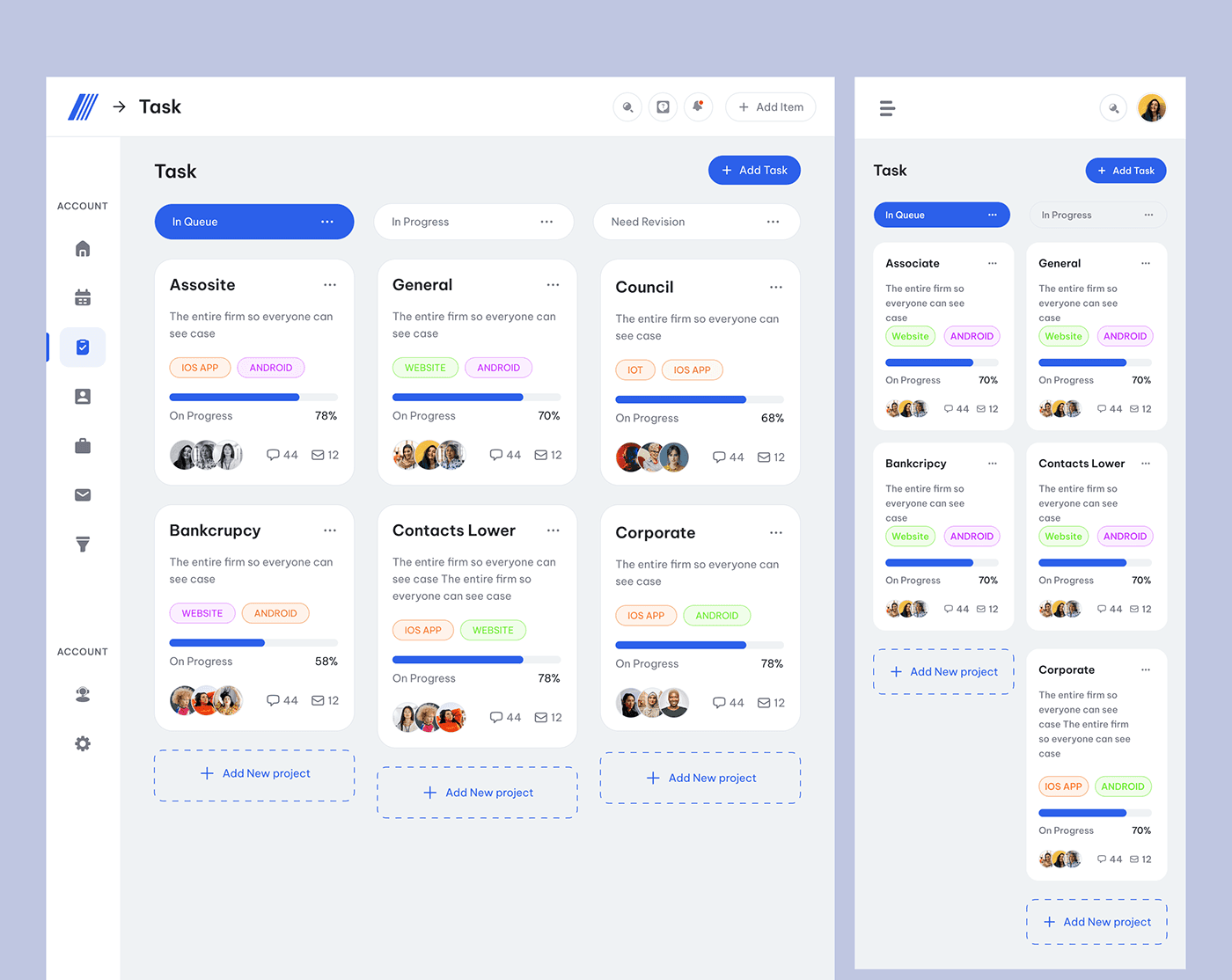 Document management system showing version history, e-signature flow, and client file organization